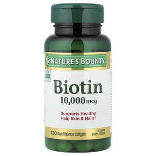 Nature's Bounty, Biotin, 10 000 mikrogram, 120 Softgel-kapslar med snabb frisättning