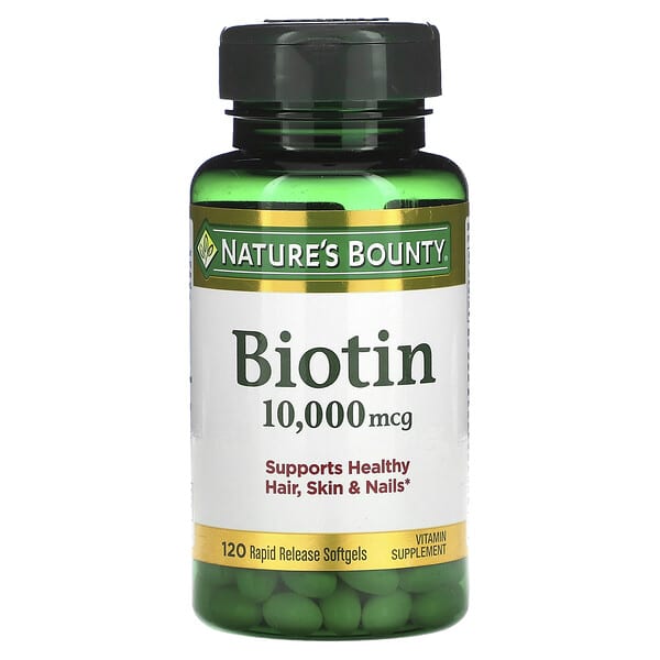 Nature's Bounty, Biotina, 10.000 mcg, 120 Cápsulas Softgel de Liberação Rápida
