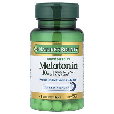 Nature's Bounty, Melatonin, Natural Cherry Flavor, 10 mg, 45 Quick Dissolve Tablets