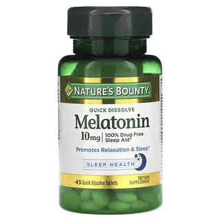 Nature's Bounty, мелатонин, вкус натуральной вишни, 10 мг, 45 быстро растворяющихся таблеток