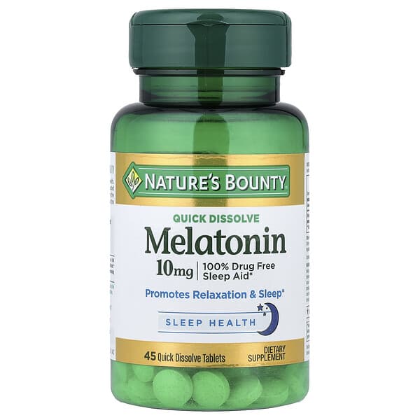 Nature's Bounty Melatonin, Natural Cherry, 10 mg, 45 Quick Dissolve Tablets