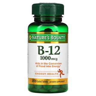 Nature's Bounty, B-12, 1.000 mcg, 200 Comprimidos Revestidos