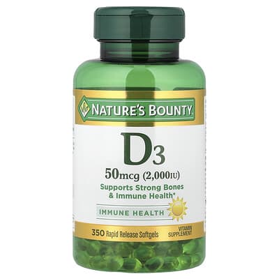 Nature's Bounty, D3, 50 mcg (2,000 IU), 350 Rapid-Release Softgels