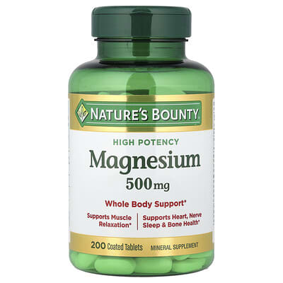 Nature's Bounty, Magnesium, 500 mg, 200 Coated Tablets