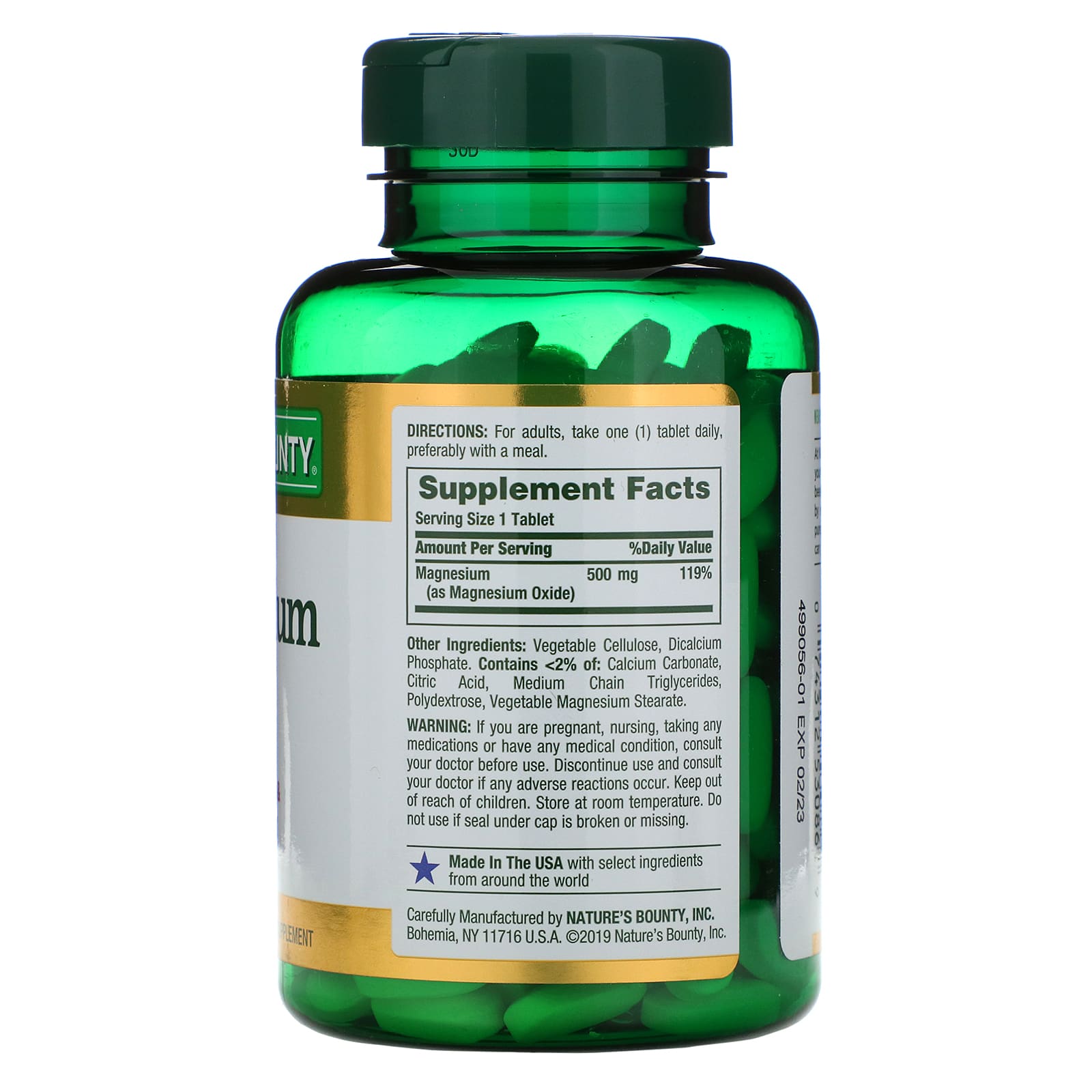 Natures Bounty Magnesium 500 Mg 200 Coated Tablets