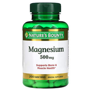Nature's Bounty, Magnesio, 500 mg, 200 comprimidos recubiertos