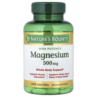 Nature's Bounty, Магний, 500 мг, 200 таблеток в оболочке