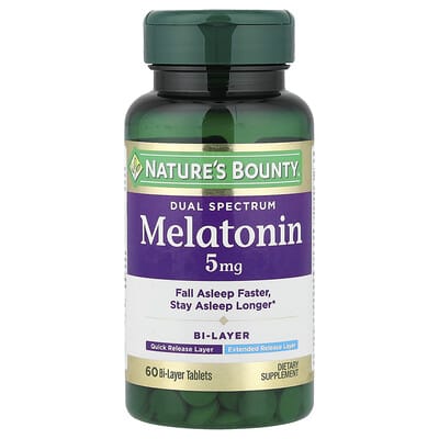 Nature's Bounty, Dual Spectrum, Melatonin, 5 mg, 60 Double Tablets