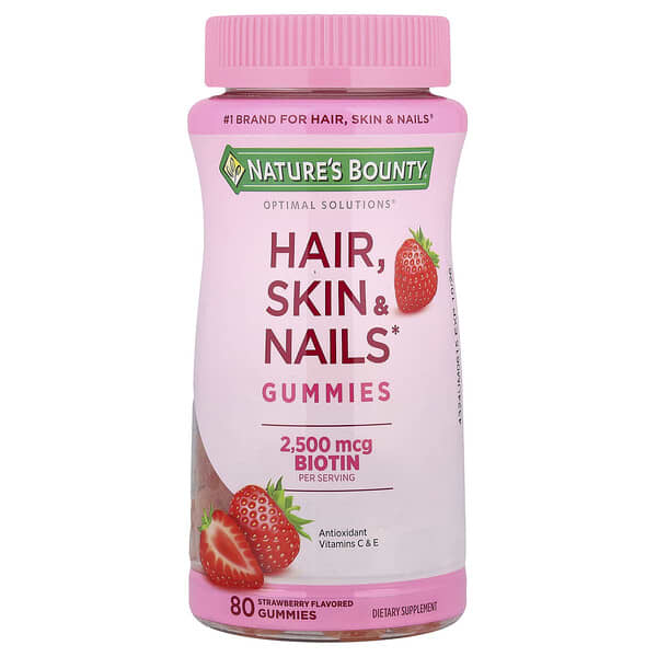 Nature's Bounty, Optimal Solutions®，頭髮、皮膚和指甲，草莓味，80 粒軟糖