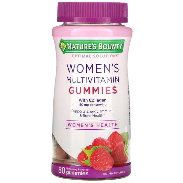 Nature's Bounty, Optimal Solutions, жевательные мультивитамины для женщин, со вкусом малины, 80 жевательных таблеток