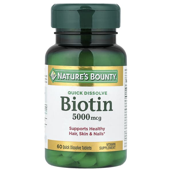 Nature's Bounty Biotin, Strawberry, 5,000 mcg, 60 Quick Dissolve Tablets