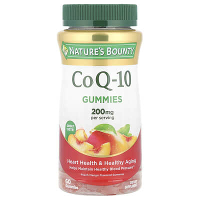 Nature's Bounty, CoQ10 Gummies, Peach Mango Flavor, 200 mg, 60 Gummies (100 mg each gummy)