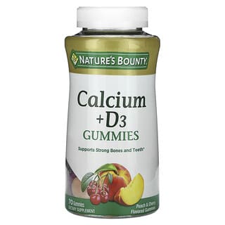 Nature's Bounty, Calcium + Gommes D3, Arômes pêche, banane et cerise, 70 Gommes