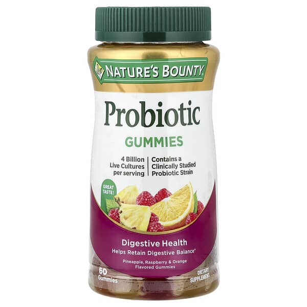 Nature's Bounty, Probiotic Gummies, Pineapple, Raspberry & Orange, 60 Gummies