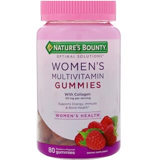 Nature's Bounty, Optimal Solutions, Women's Multivitamin with Collagen, Raspberry Flavored, 80 Gummies