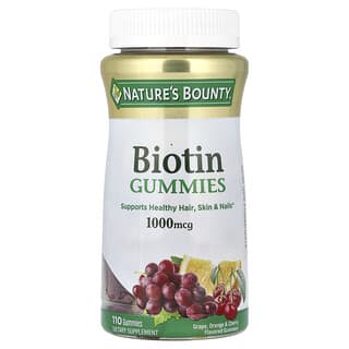 Nature's Bounty, ビオチングミ、グレープ＆オレンジ＆チェリー味、1,000mcg、グミ110粒