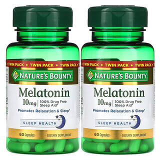Nature's Bounty, Мелатонин, две упаковки, 10 мг, по 60 капсул в каждой