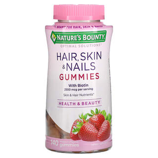 Nature's Bounty, витамины для волос, кожи и ногтей с биотином, с клубничным вкусом, 1250 мкг, 140 жевательных таблеток