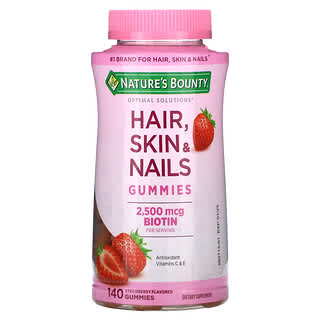 Nature's Bounty, жевательные таблетки для здоровья волос, кожи и ногтей, со вкусом клубники, 140 таблеток