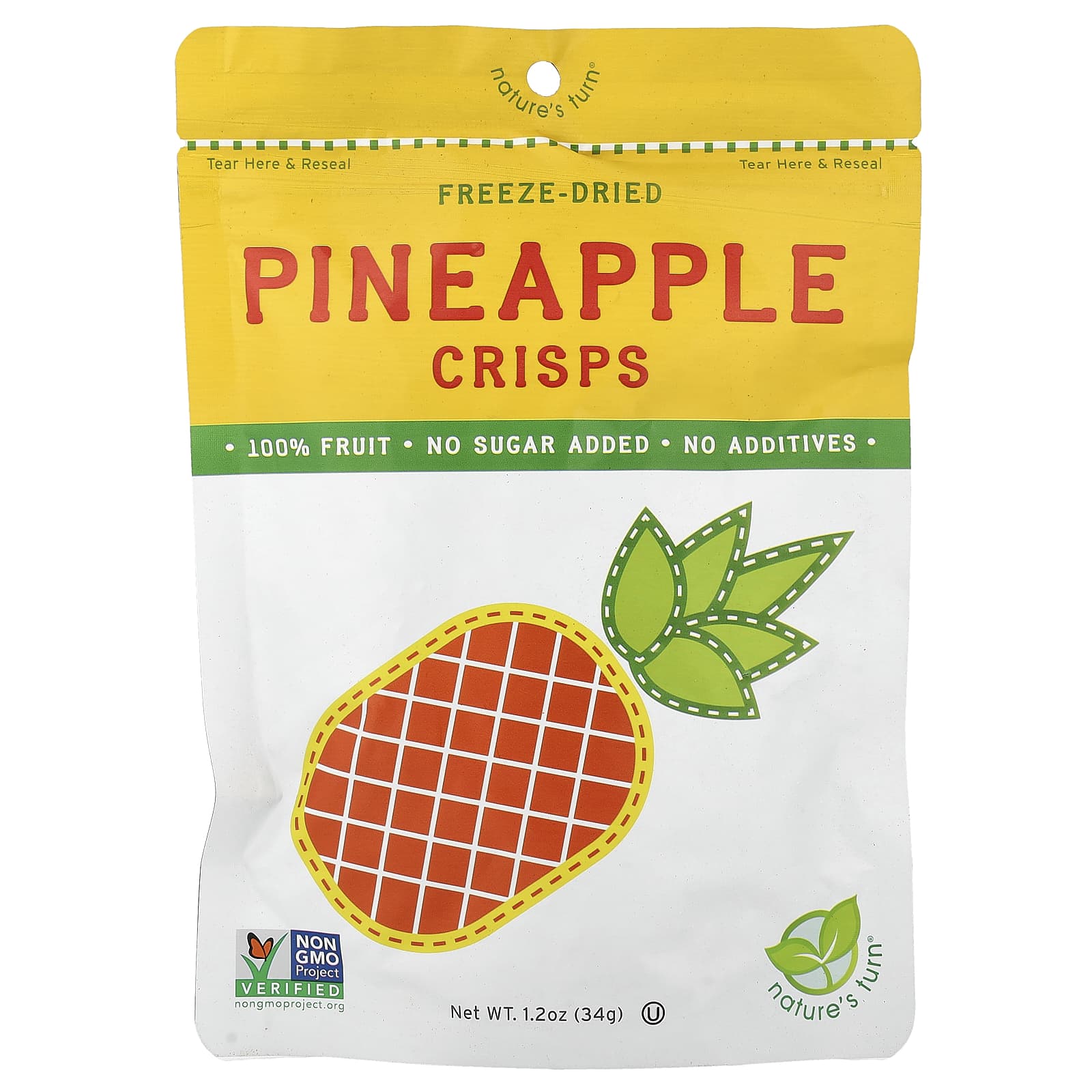 Nature's Turn, чипсы из сублимированного ананаса, 34 г (1,2 унции)