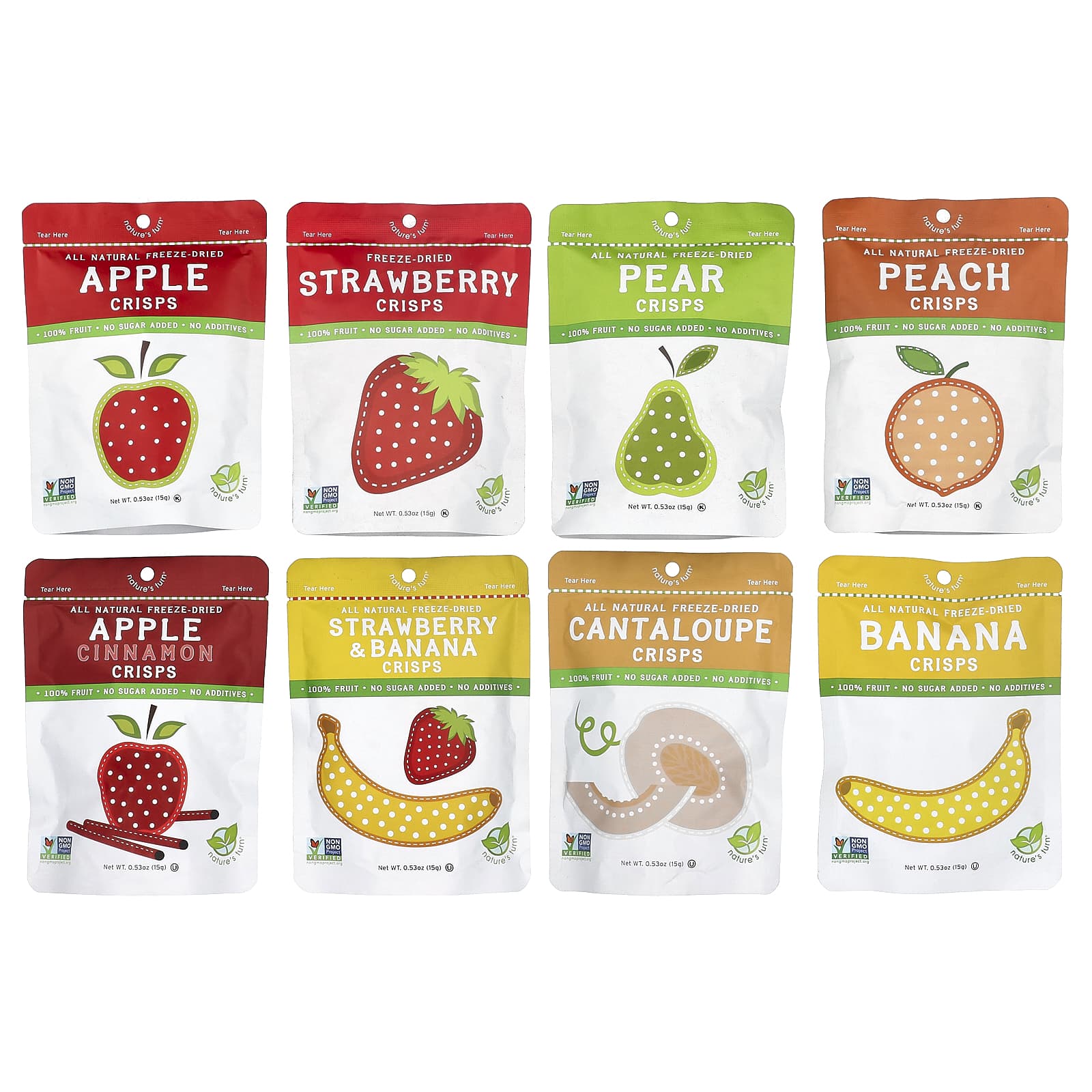 Nature's Turn, чипсы из сублимированных фруктов, ассорти из 16 пакетиков по 15 г (0,53 унции)