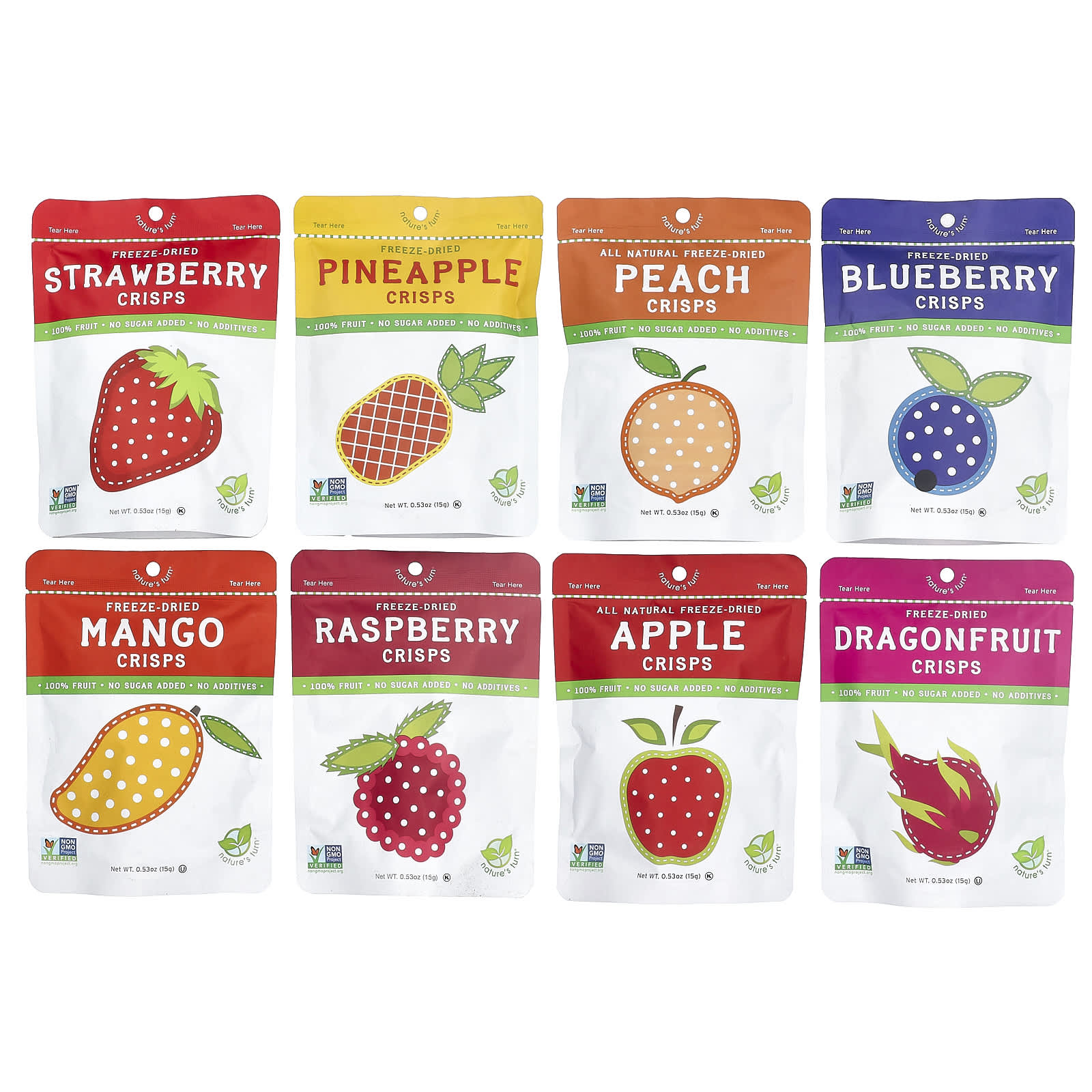 Nature's Turn, сублимированные фруктовые чипсы, ассорти из суперфруктов, 16 пакетиков по 15 г (0,53 унции)