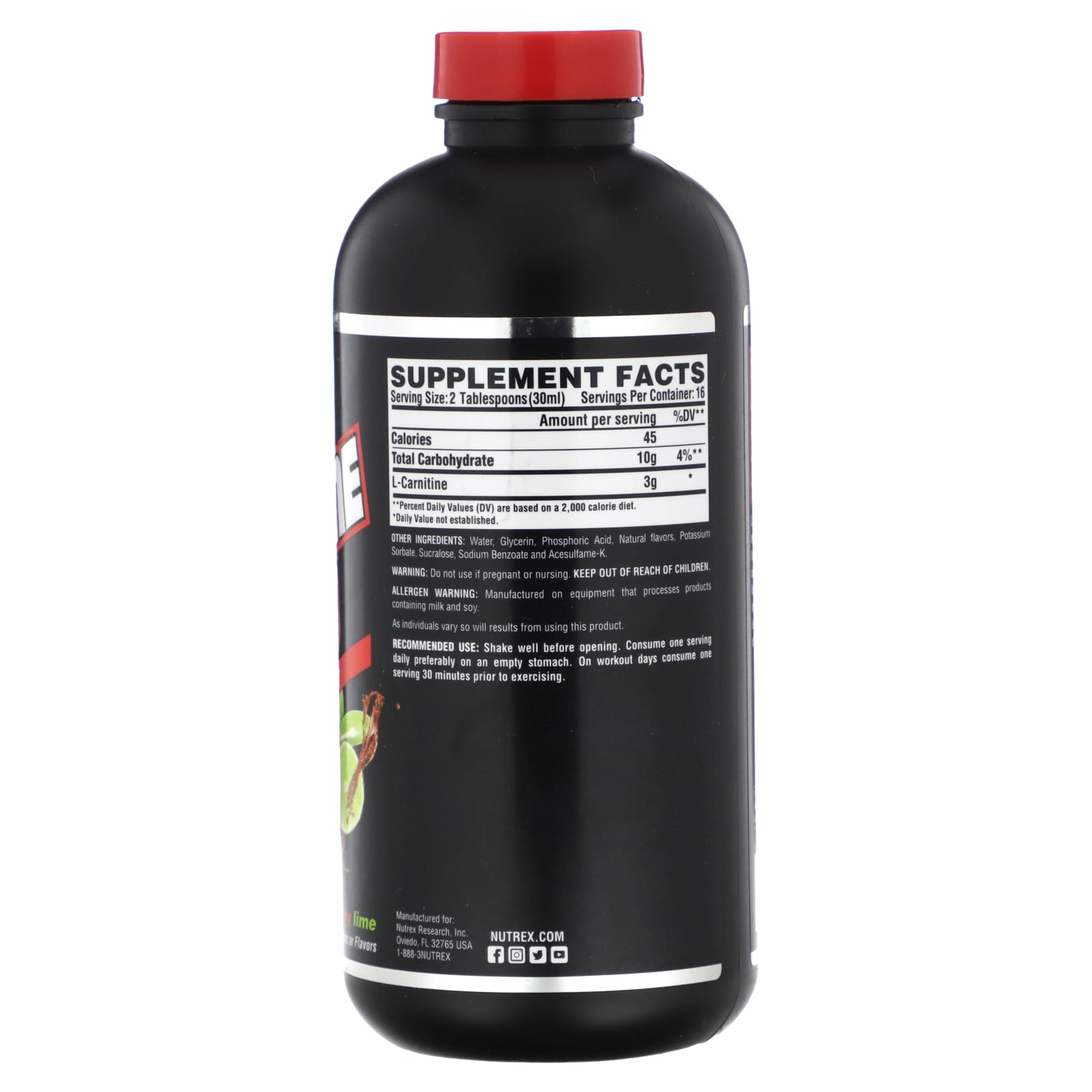 Nutrex Research, Black Series, Liquid Carnitine 3000, Cherry Lime, 16