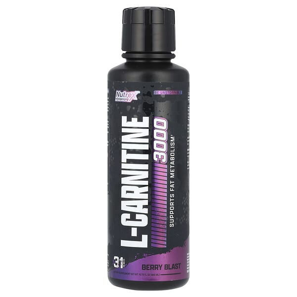 Nutrex Research L-Carnitine 3000, Berry Blast, 15.72 fl oz (465 ml)