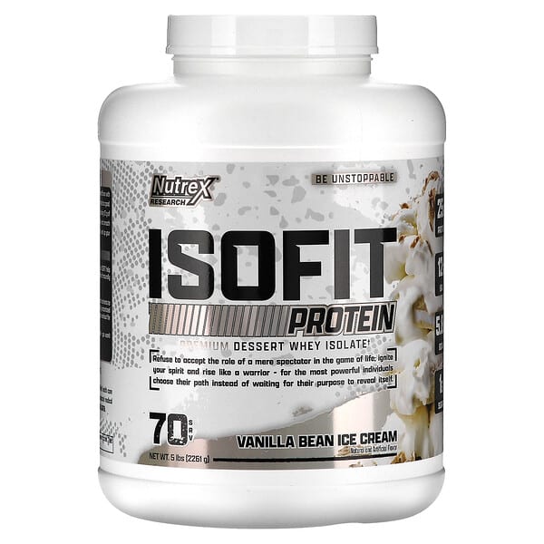 Nutrex Research IsoFit Protein, Vanilla Bean Ice Cream, 5 lb (2,261 g)
