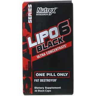 Nutrex Research, Lipo-6 الأسود، فائق التركيز، 30 كبسولة سوداء