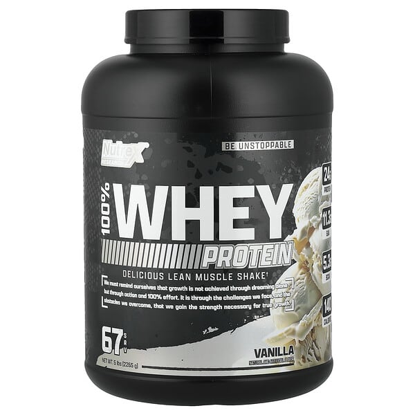 Nutrex Research, 100% Whey Protein, Vanilla, 5 lb (2,265 g ) — product photo 1