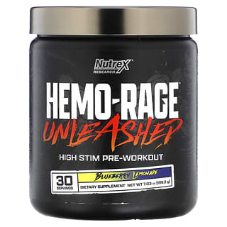 Nutrex Research, Hemo-Rage Unleashed, High Stim Pre-Workout, Blueberry Lemonade, 7.03 oz (199.2 g)