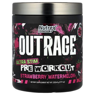 Nutrex Research, Outrage, Ultra Stimulating Pre-Workout, Strawberry Watermelon, 7.77 oz (220.41 g)