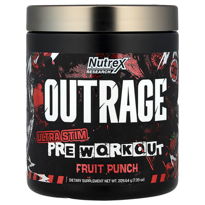 Nutrex Research, Outrage, Ultra-Thrilling Pre-Workout, Fruity Punch, 7.39 oz (209.64 g)