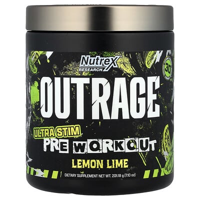 Nutrex Research, Outrage, Ultra Stimulating Pre-Workout, Lemon Lime, 7.1 oz (201.18 g)