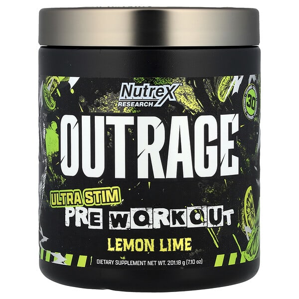 Outrage, Ultra Stim Pre Workout, Lemon Lime, 7.1 oz (201.18 g)