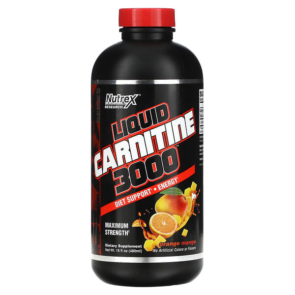 Nutrex Research, Liquid Carnitine 3000（リキッドカルニチン3000）、オレンジマンゴー、480 ml（16 fl oz）