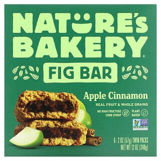 Nature's Bakery, 無花果零食棒，蘋果肉桂味，6 個雙包裝，每包 2 盎司（57 克）