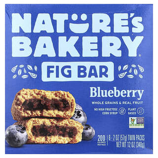 Nature's Bakery, Barrita de higo, Arándano azul, 6 sobres dobles, 57 g (2 oz) cada uno