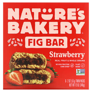 Nature's Bakery, Barrita de higo, Fresa, 6 sobres dobles, 57 g (2 oz) cada uno