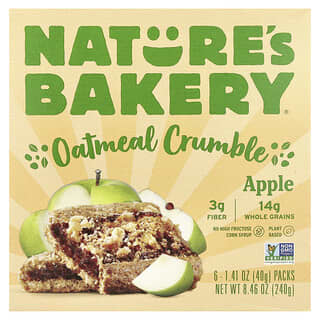 Nature's Bakery, Crumble de avena, Manzana, 6 paquetes, 40 g (1,41 oz) cada uno