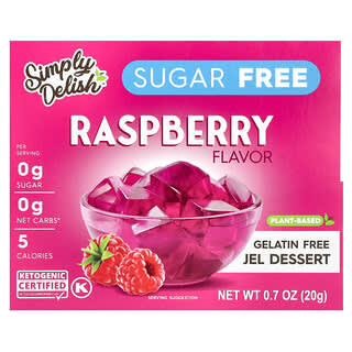 Natural Simply Delish, Plant-Based Jel, Raspberry, 0.7 oz (20 g)