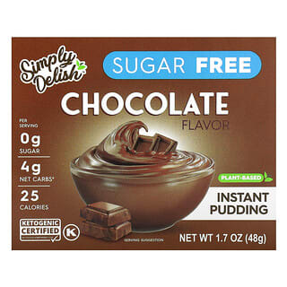 Natural Simply Delish, Plant-Based Instant Pudding, Chocolate, Sugar Free, 1.7 oz (48 g)