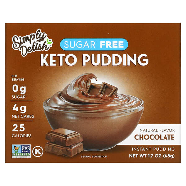 Natural Simply Delish, Natural Instant Keto Pudding, Chocolate, 1.7 oz (48 g)