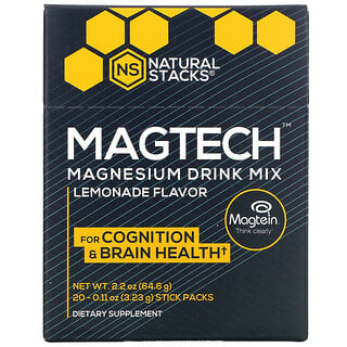 Natural Stacks, MagTech, Magnesium Drink Mix, Limonade, 20 Sticks, je 3,23 g (0,11 oz.)