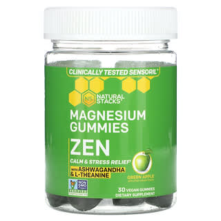 Natural Stacks‏, Magnesium Gummies, Zen, Green Apple, 30 Vegan Gummies