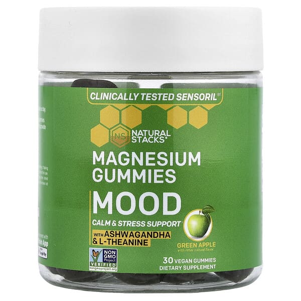Magnesium Gummies, Mood, Green Apple, 30 Vegan Gummies