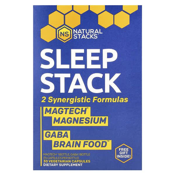 Sleep Stack, 2 Bottles, 15 Vegetarian Capsules Each