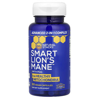 Natural Stacks, 노루궁뎅이버섯 + PQQ, 베지 캡슐 60정