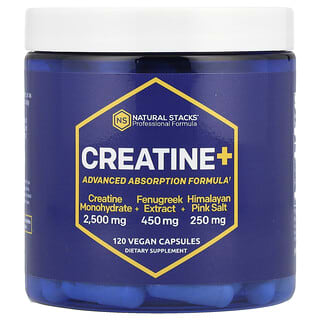 Natural Stacks, Creatine+, 120 веганських капсул